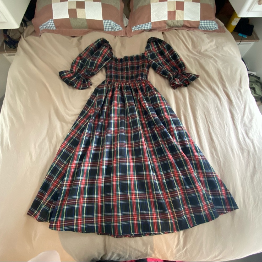 Aura Plaid Maxi Dress with Puff Sleeves